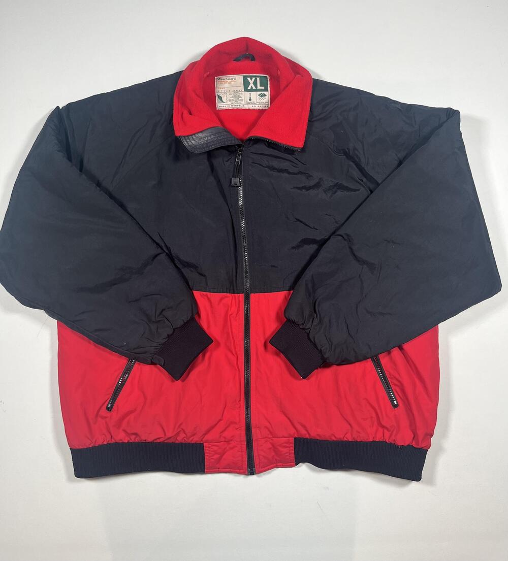 WearGuard Jacket Mens XL Red Black Nylon Fleece Lined Insulated Bomber Workwear